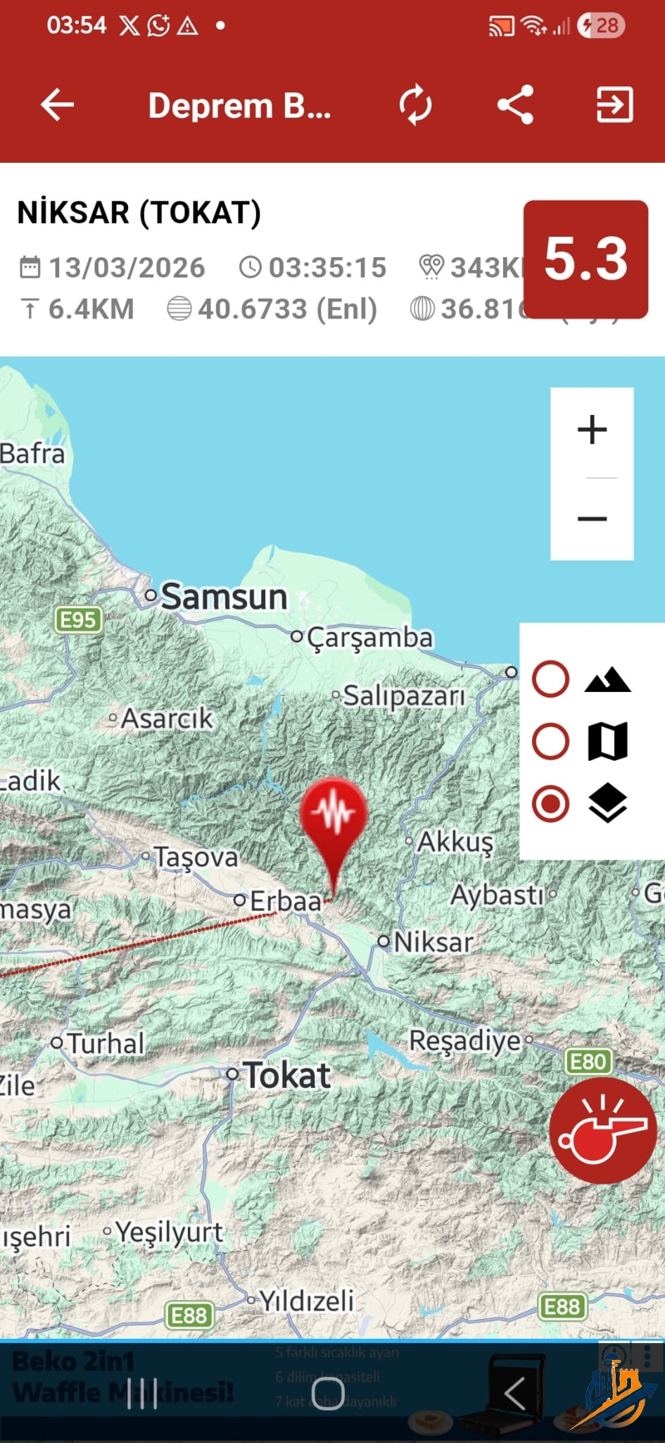 Tokat Niksar’da 5,5 Büyüklüğünde Deprem: Kuzey Anadolu Fay Hattı Hareketlendi